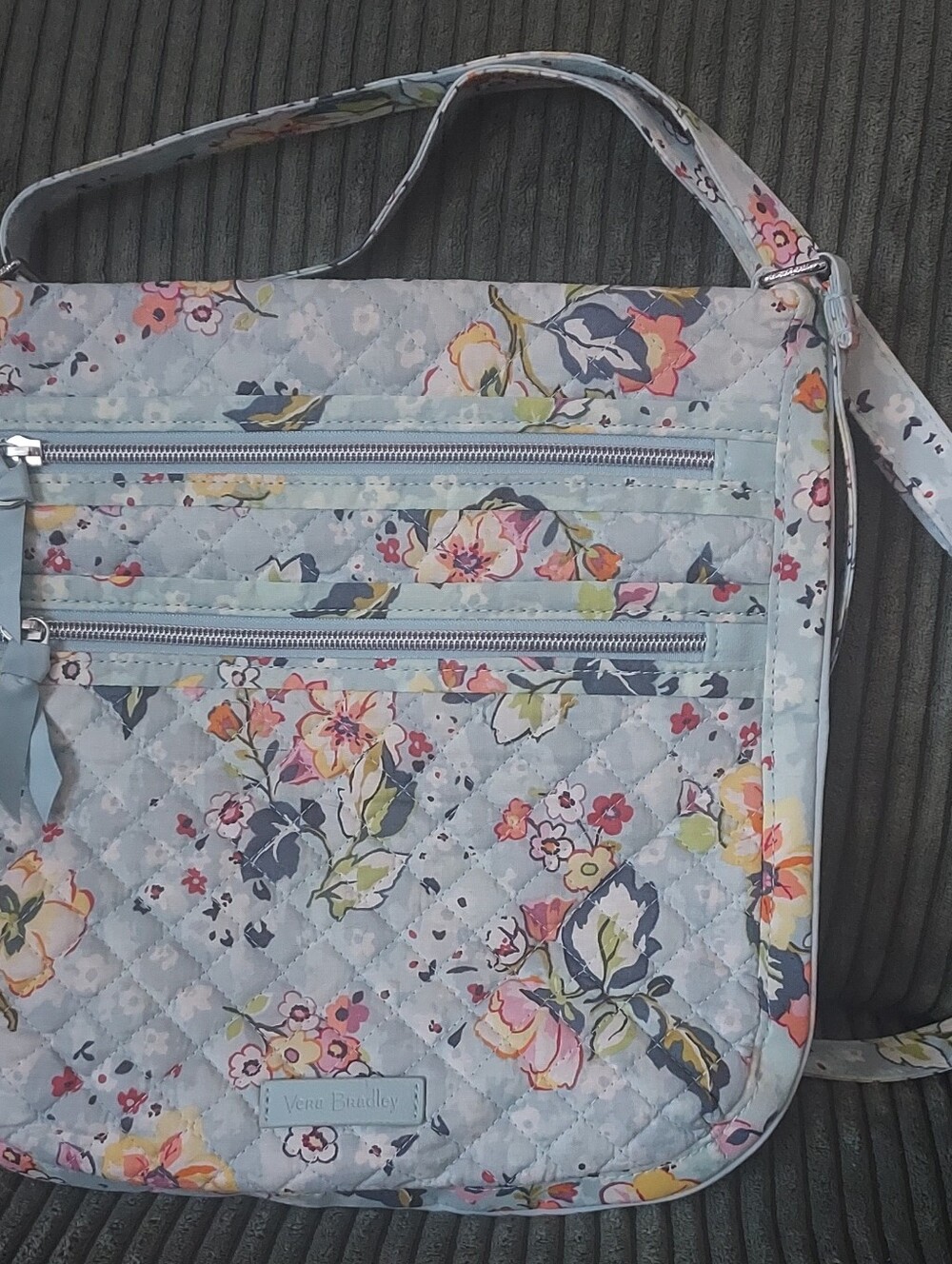 Vera Bradley pastel blue floral quilted crossbody bag